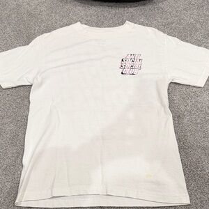 Anti Social Social Club Cream Tee with Pink Logo